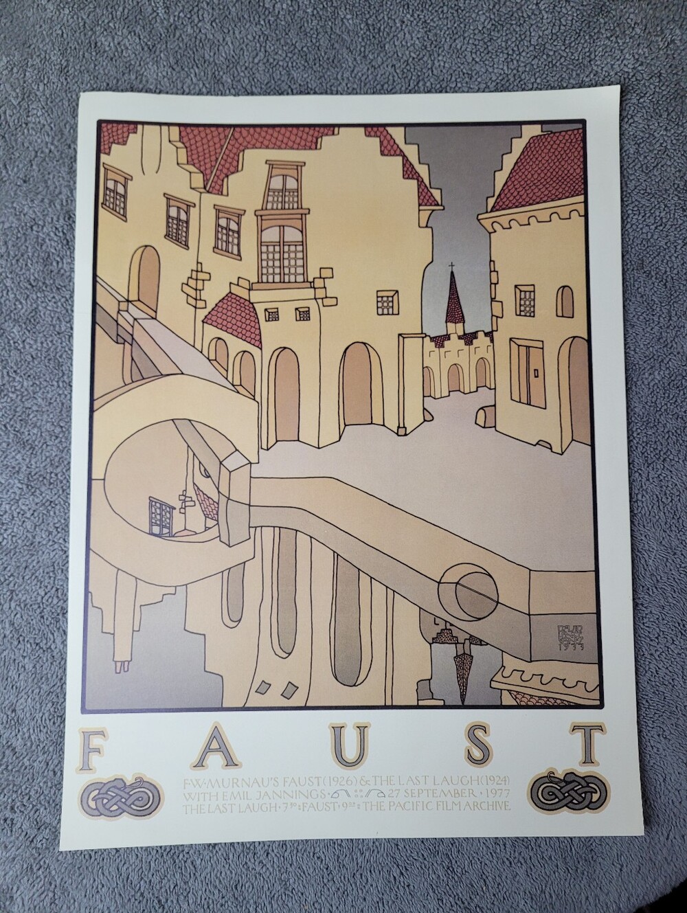Vintage David Lance Goines FW Murnau Faust Art Print Poster 11x15 1977 Movie
